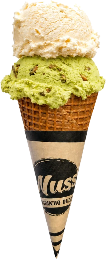 Cucuruchón Nuss con helado de pistacho y vainilla